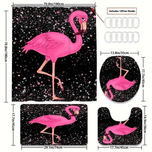 4pc Pink Flamingo Bathroom Set NWT - Picture 4 of 11